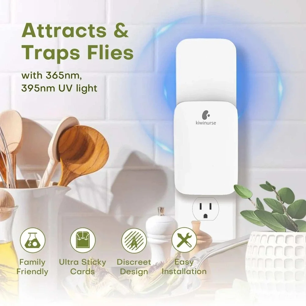 Kiwiruse UV Fly‎ Insect Trap 2 devices & 8 refills Flies Moths Gnats Fruit Flies